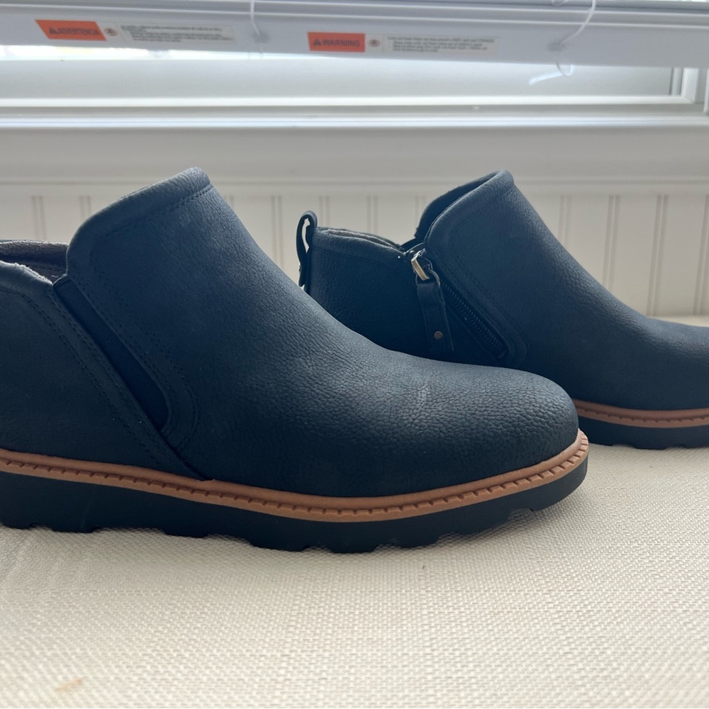 Dr. Scholl's Black Ankle Booties with Tan Sole